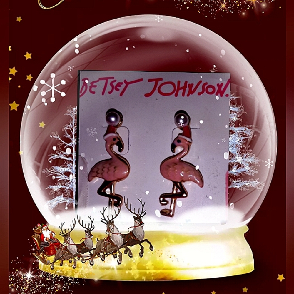New Betsey Johnson Christmas Flamingos